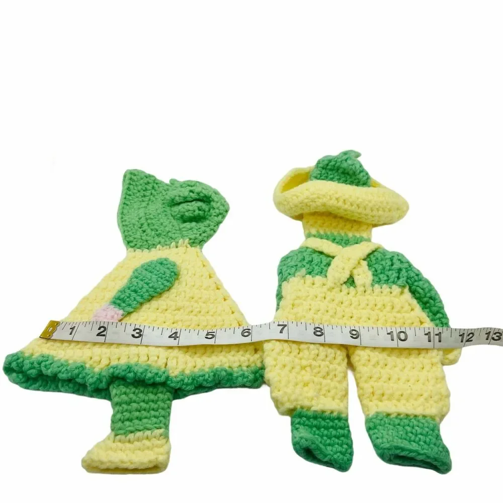 Sunbonnet Sue And Sam Hanging Potholders Retro Style Handmade Green Yellow